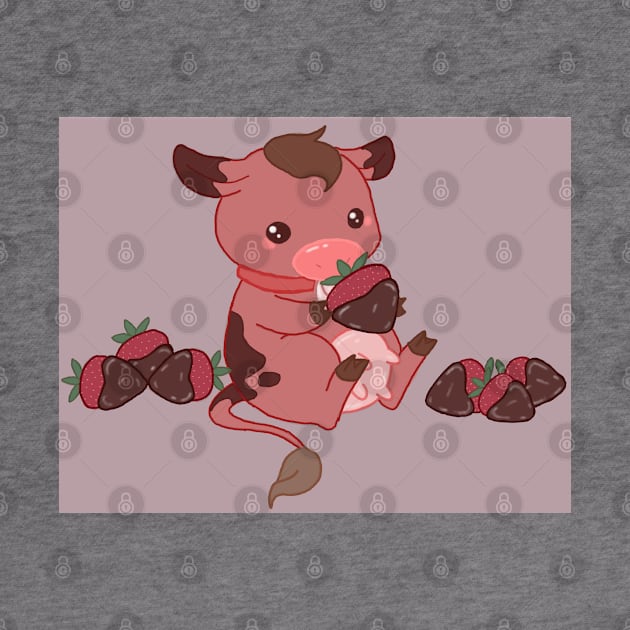 Strawberry Dipped Cow by Book Bunnys Art Space